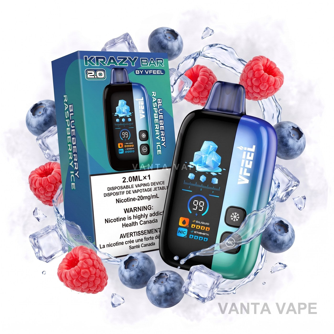 BLUEBERRY RASPBERRY ICE VFEEL KRAZY BAR 2.0