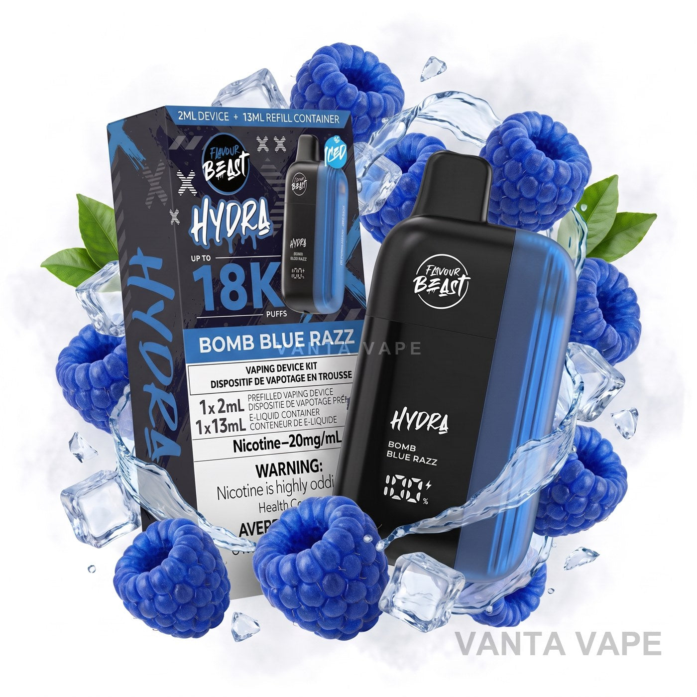 BOMB BLUE RAZZ FLAVOUR BEAST HYDRA