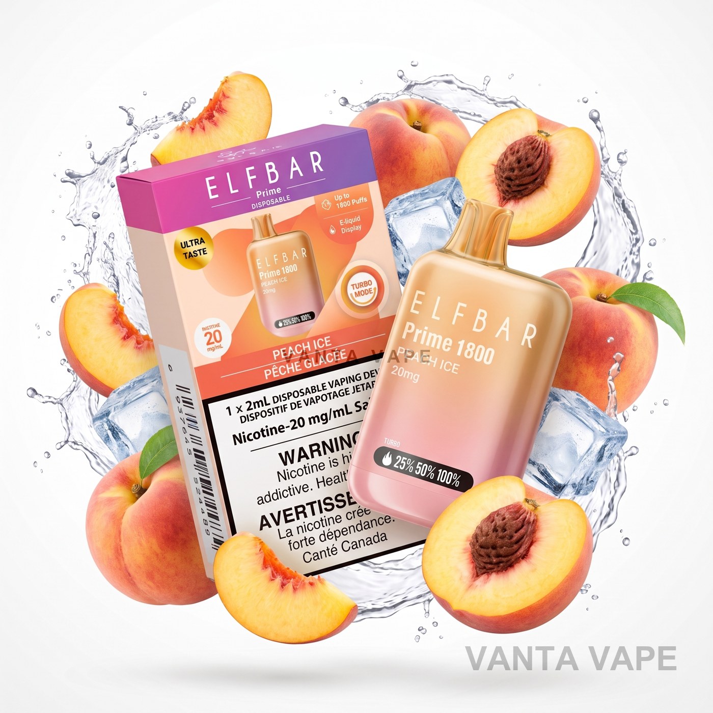PEACH ICE ELF BAR PRIME 1800