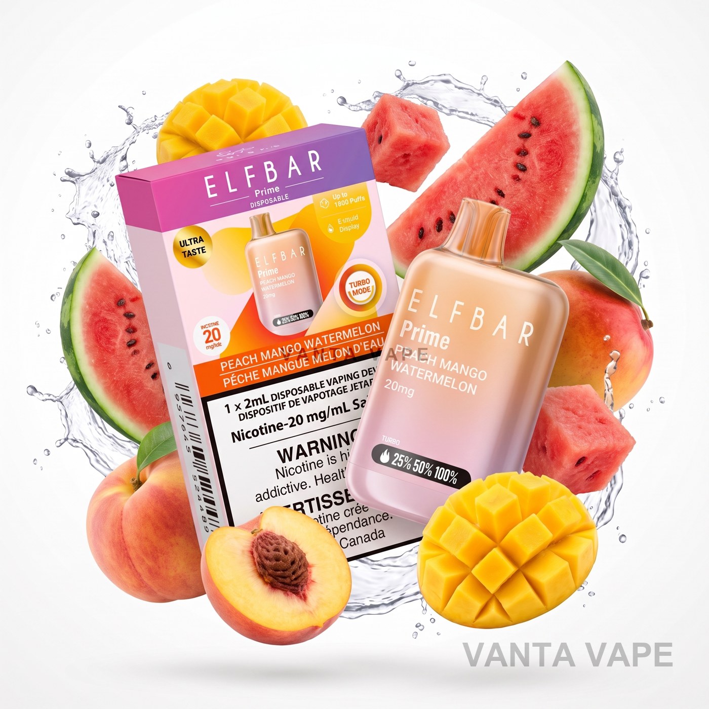 PEACH MANGO WATERMELON ELF BAR PRIME 1800