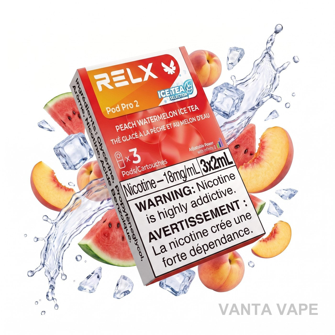 PEACH WATERMELON ICE TEA RELX PRO 2 POD PACK